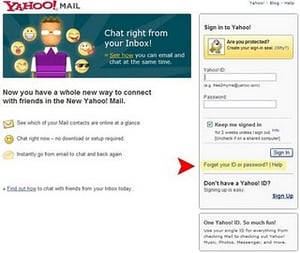 Yahoo Login Page