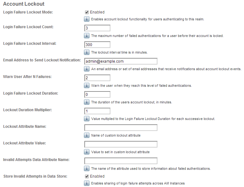 OpenAM Account Lockout Parameters