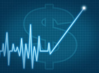 graph with dollar sign and lifetime customer value trend line pointing up 