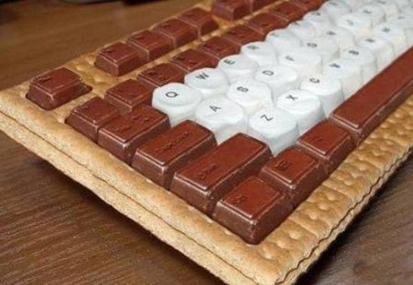 keyboard made of s'mores candy and cookies