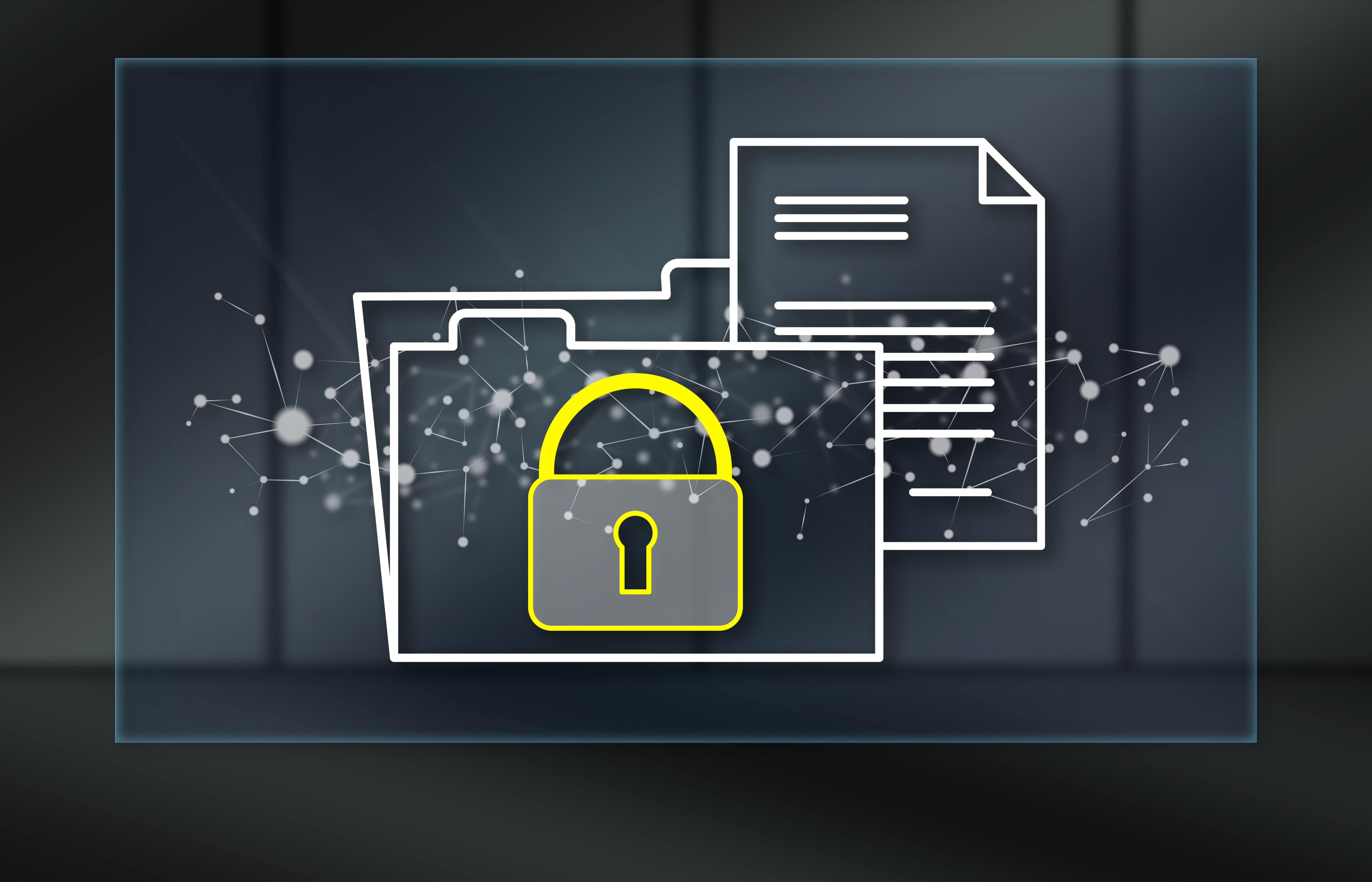 folders and documents with padlock protecting personal information