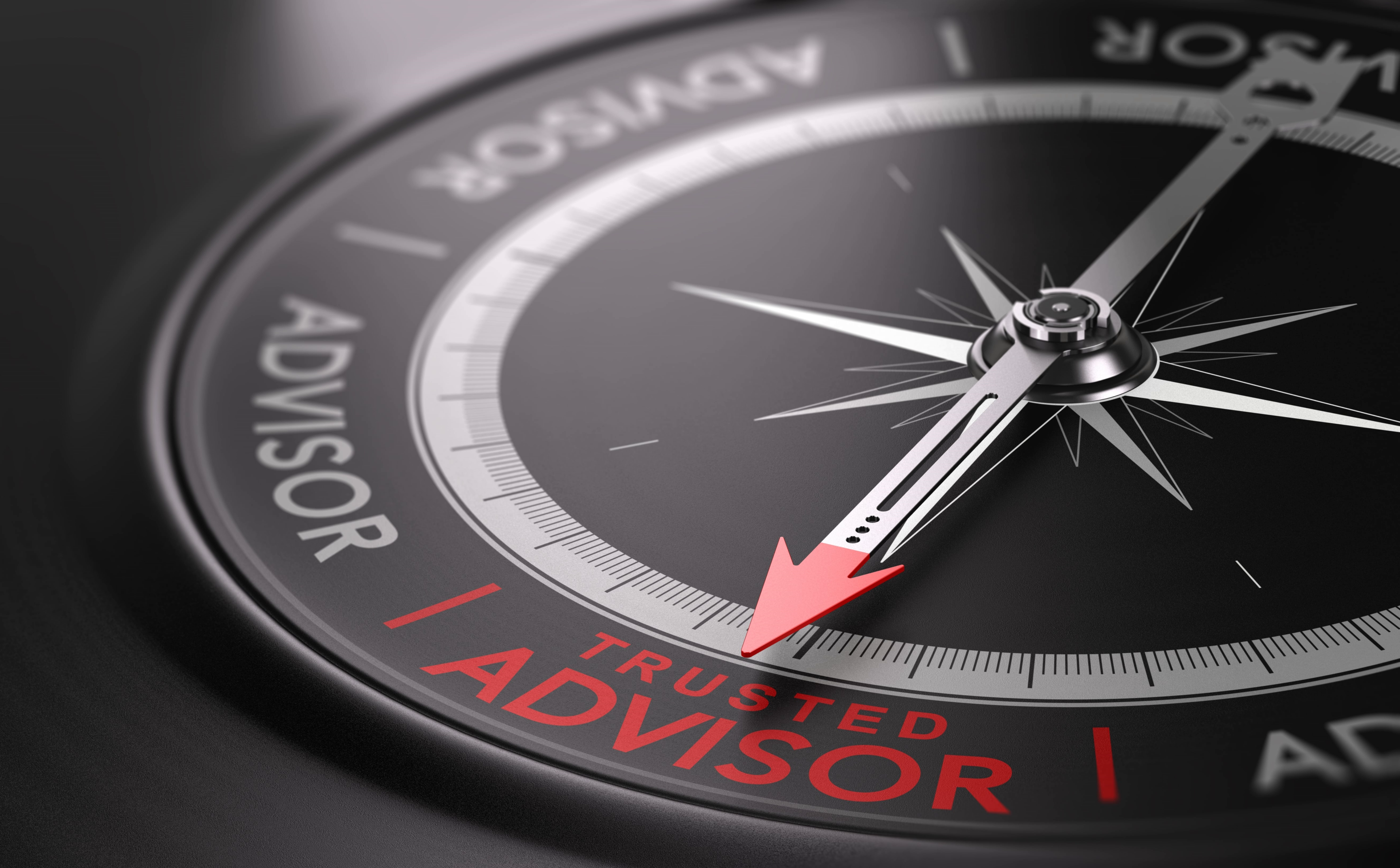 compass with pointing to trusted advisor